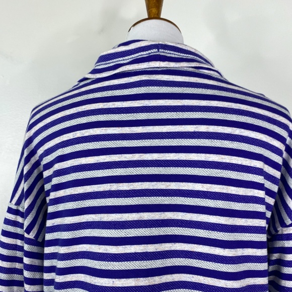 NWT T by Talbots Purple Stripe Pullover Top Funnel Neck Sz. L Cotton - Picture 6 of 14